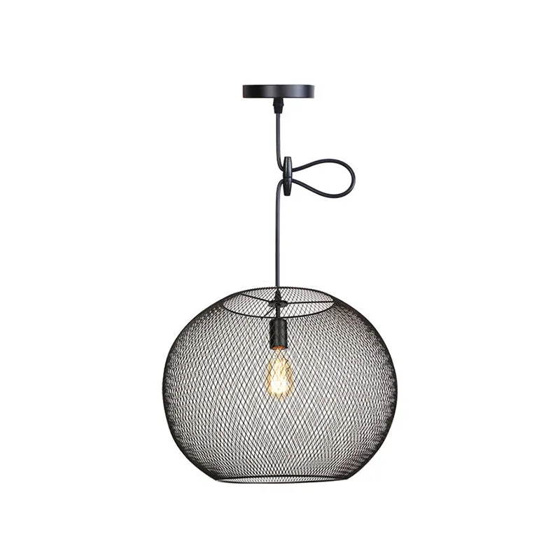 1 Light Wire Mesh Light Pendant Nordic Industrial Style Metaal Hanging Lights Bar Black