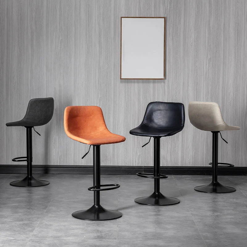 Pivotbaar and Liftable Counter Stool Industrial Leather Cushion Bar Stool Black