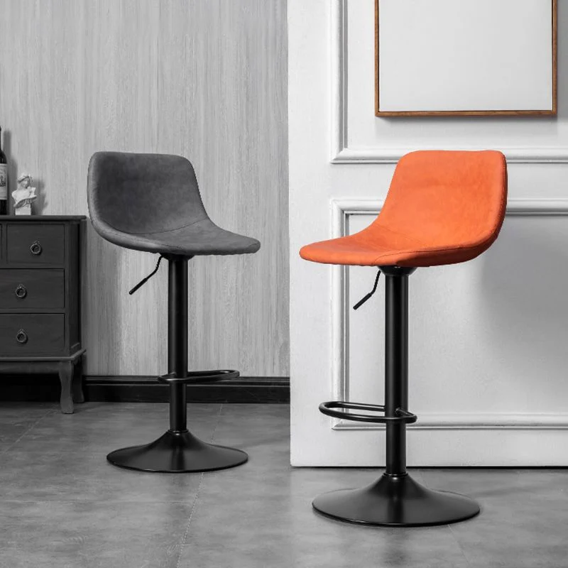 Pivotbaar and Liftable Counter Stool Industrial Leather Cushion Bar Stool Black