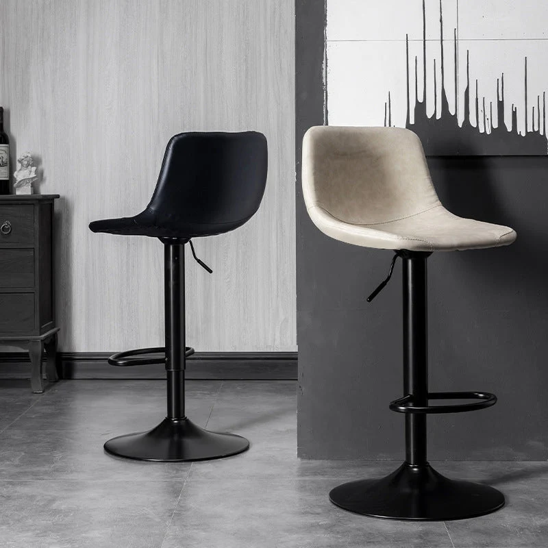 Pivotbaar and Liftable Counter Stool Industrial Leather Cushion Bar Stool Black