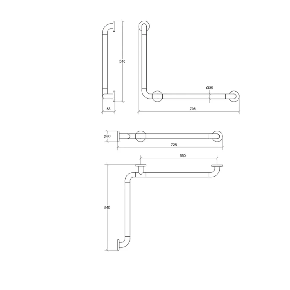Reversible safety handle white nylon and stainless steel Othello collection Lineabeta