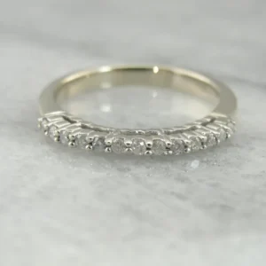 Tall Prong Set Diamond Inlaid Band Stacking or WEdding Ring