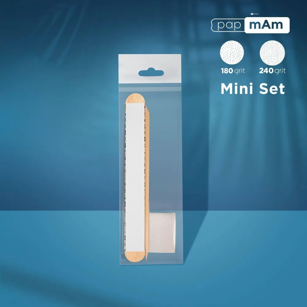 Disposable Trial Set EXPERT 30 (Wooden papmAm Mix 100/180 grit, buff 180/240 grit, amber stick 110 mm)