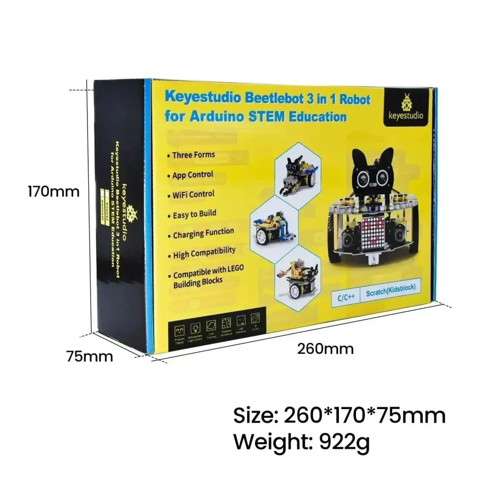 KeyeStudio Beetlebot 3 1 Robot Arduino STEM met Handleiding en Materialen