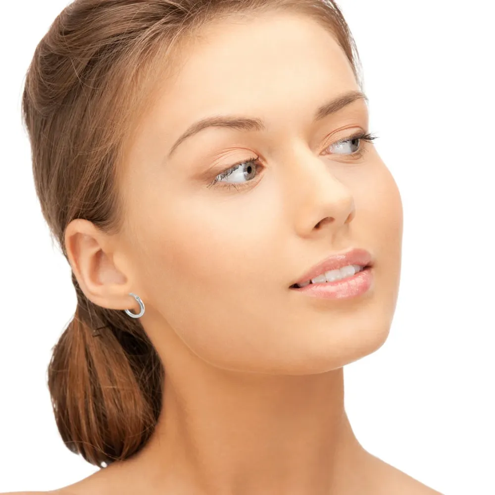 18ct White Gold Square Hoops Earrings shine 13x1.5 mm