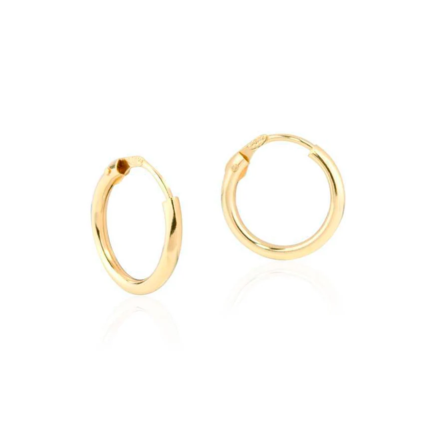 18ct Yellow Gold Hoops Earrings shine 14x1.2 mm