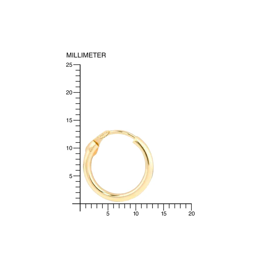 18ct Yellow Gold Hoops Earrings shine 14x1.2 mm
