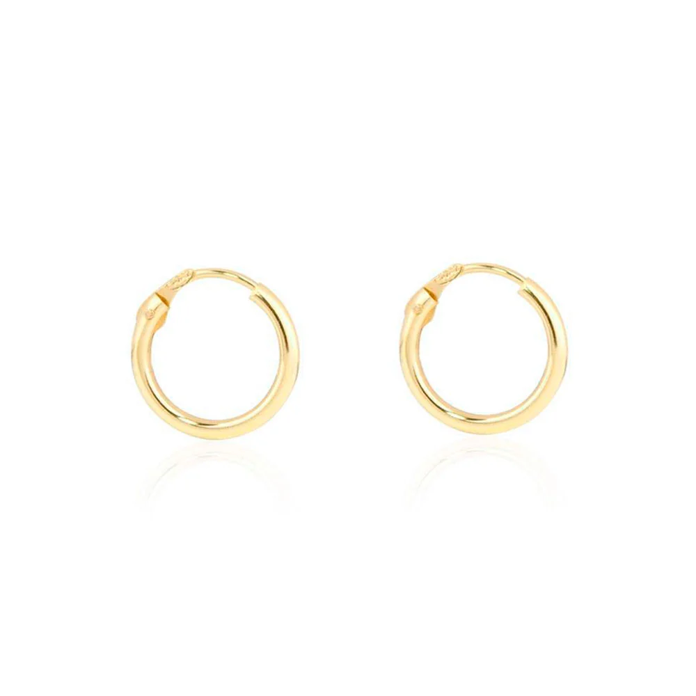 18ct Yellow Gold Hoops Earrings shine 14x1.2 mm