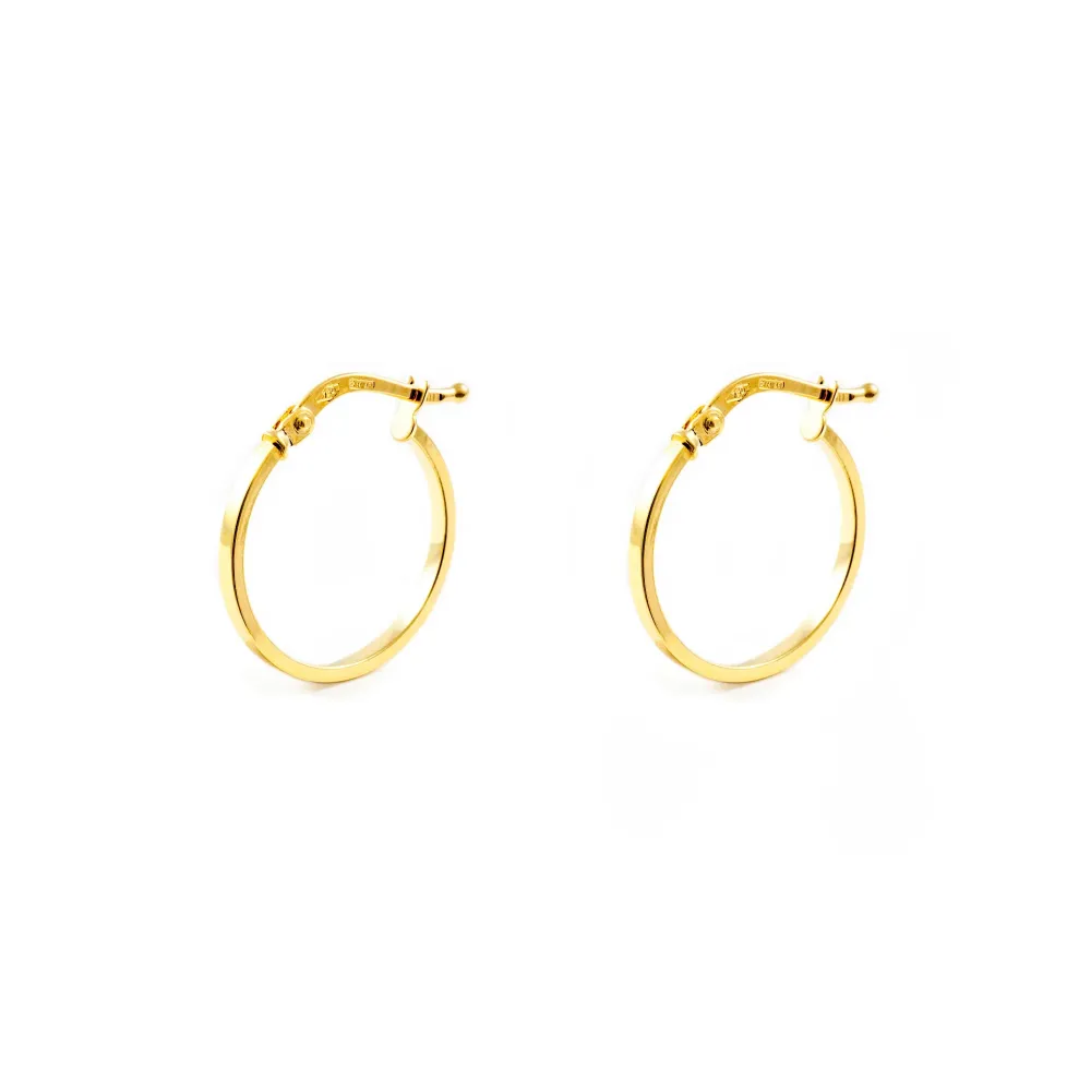 18ct Yellow Goud Square Hoops Earrings shine 22x1.5 mm