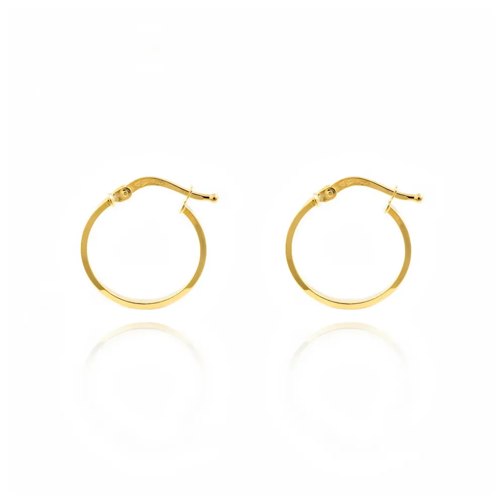 18ct Yellow Goud Square Hoops Earrings shine 22x1.5 mm