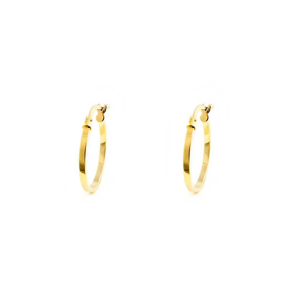 18ct Yellow Goud Square Hoops Earrings shine 22x1.5 mm