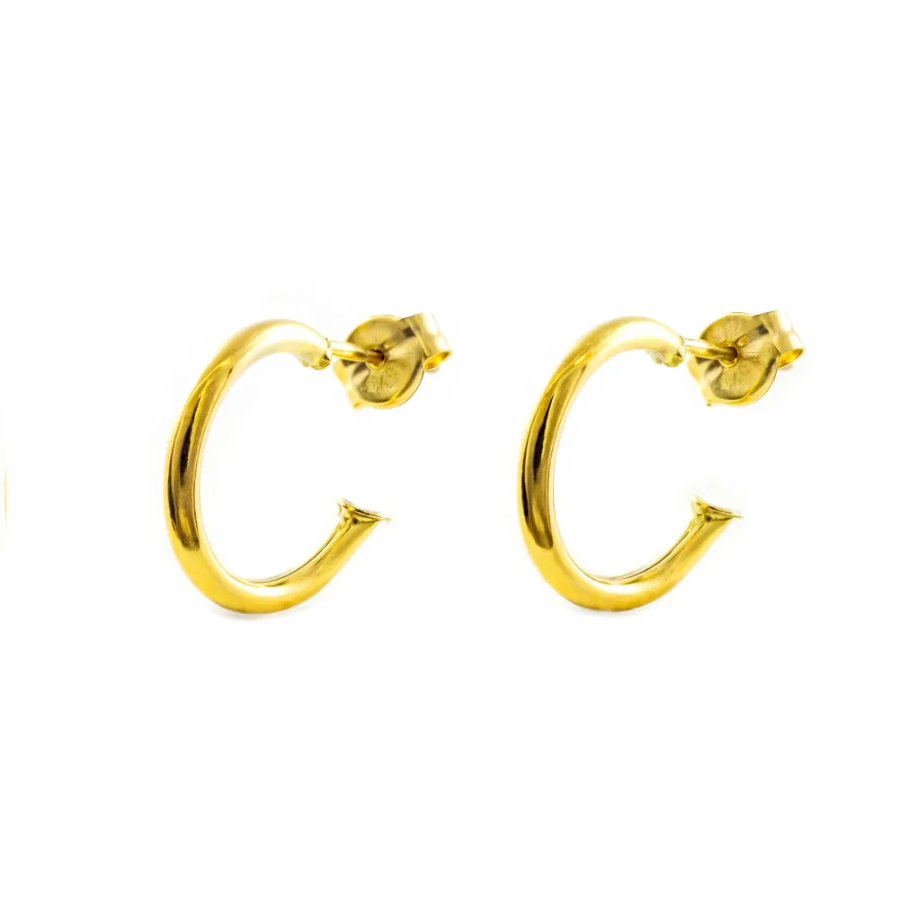 9ct Geel Gold Round Hoop Earrings Shine 14 x 1.5 mm