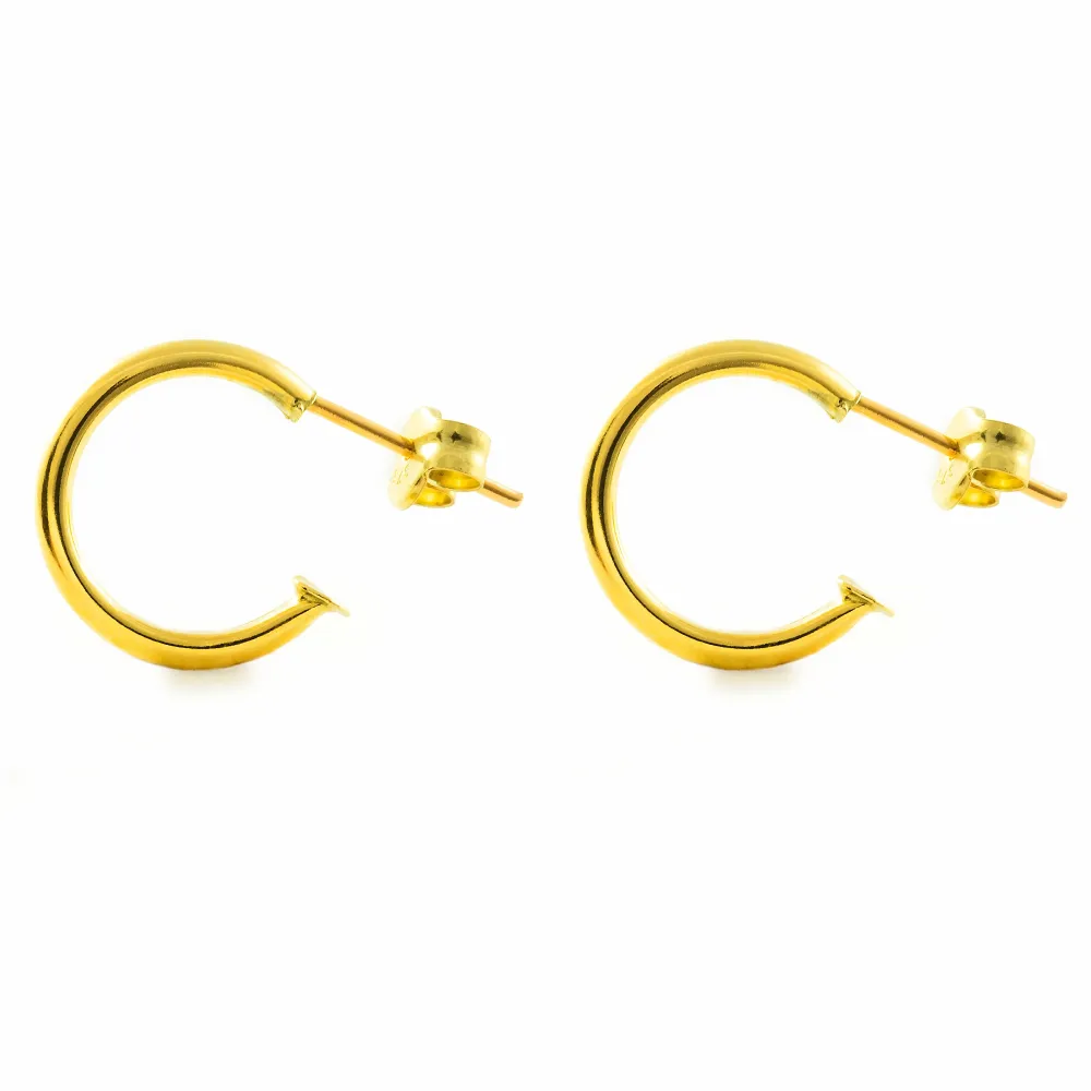 9ct Geel Gold Round Hoop Earrings Shine 14 x 1.5 mm