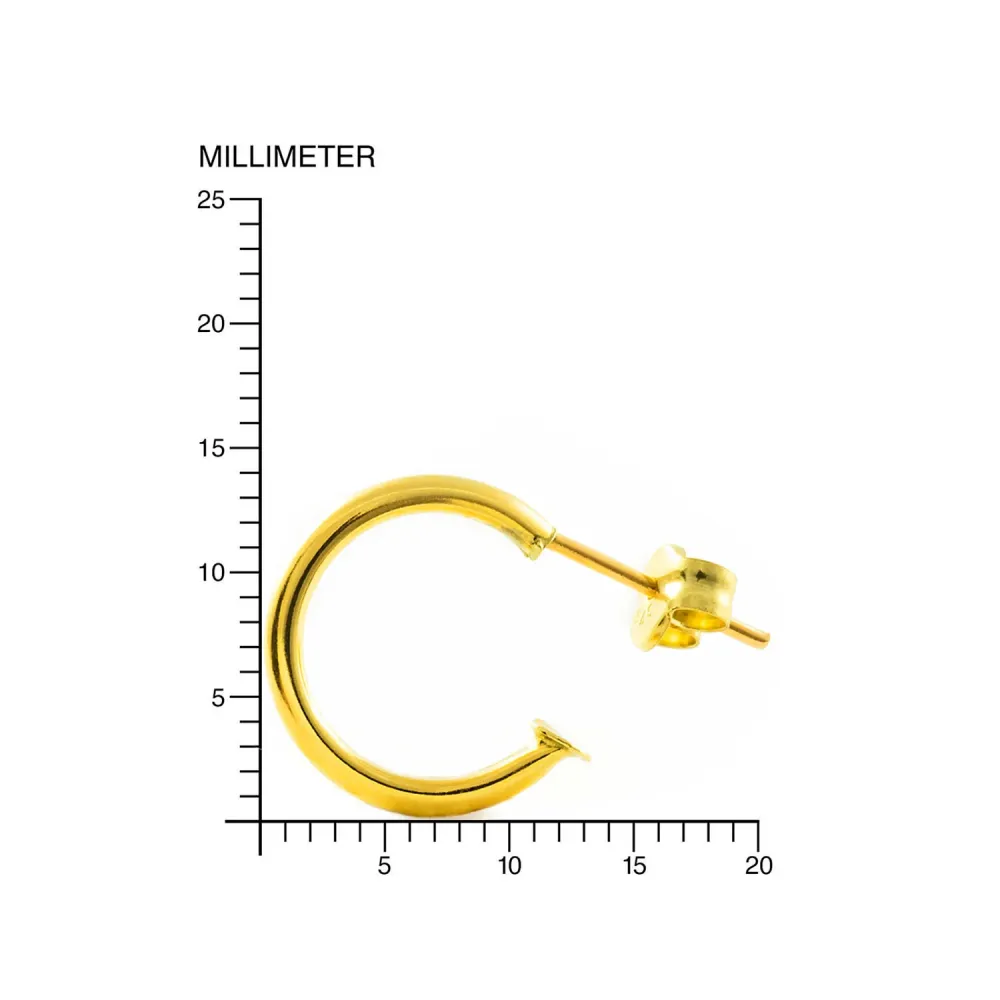 9ct Geel Gold Round Hoop Earrings Shine 14 x 1.5 mm