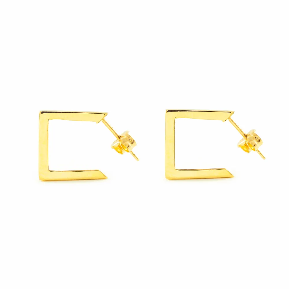 9ct Yellow Gold Square Hoops Earrings shine 15x1.5 mm
