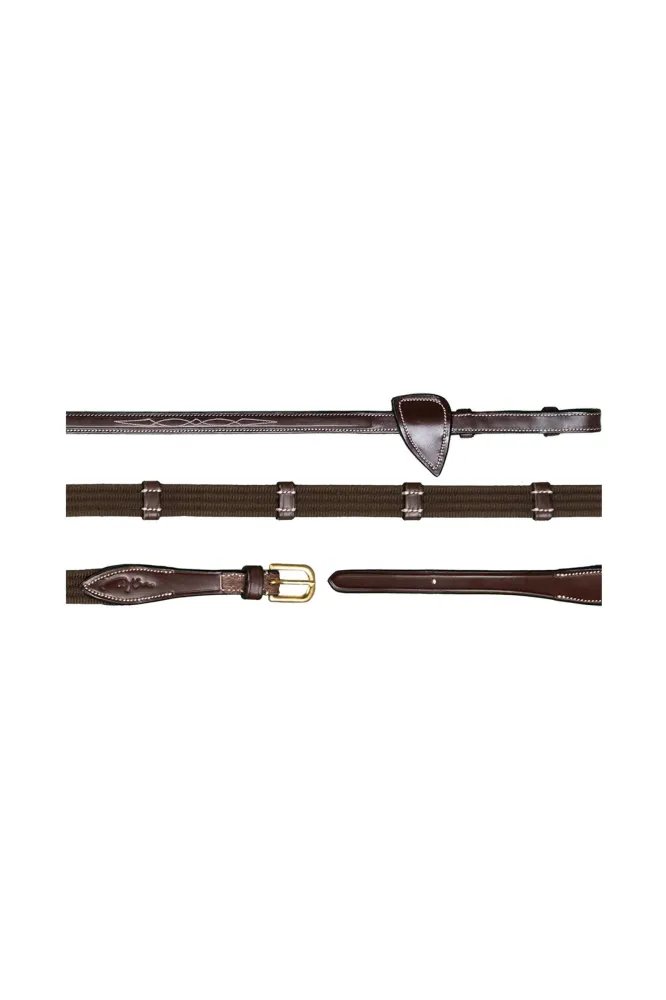 D Collection 5/8 Web Reins 9 Leather Loops Bruin F