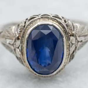 Cornflower Blauw Ceylon Sapphire Antique Filigree Mounting