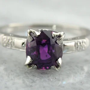 Deep True Pink Sapphire Ivoor Gold Engagement Ring