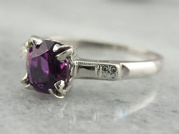 Deep True Pink Sapphire Ivoor Gold Engagement Ring
