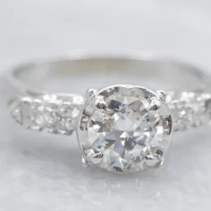 Diamond White Gold Engagement Ring Scallop Setting