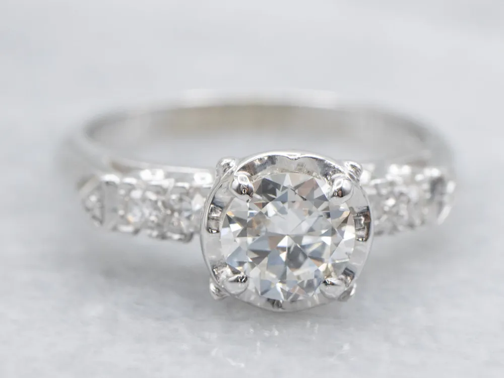 Diamond White Gold Engagement Ring Scallop Setting