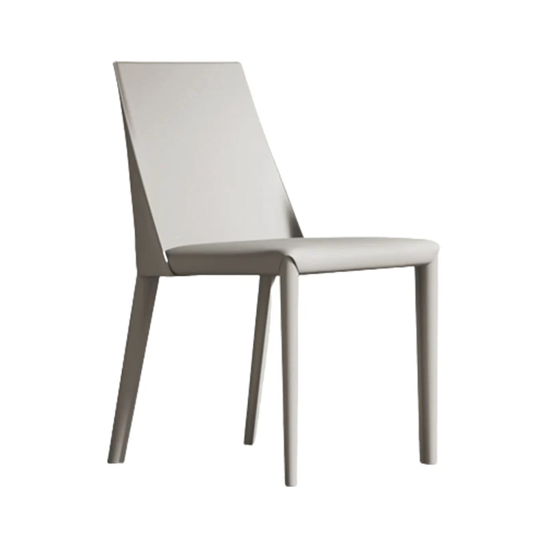 Gegalvaniseerd Matte Finish Modern Indoor Chair Faux Van leer Solid Back Dining Chair Orange