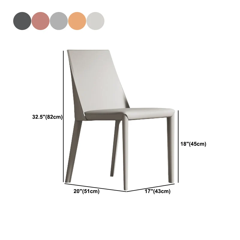 Gegalvaniseerd Matte Finish Modern Indoor Chair Faux Van leer Solid Back Dining Chair Orange
