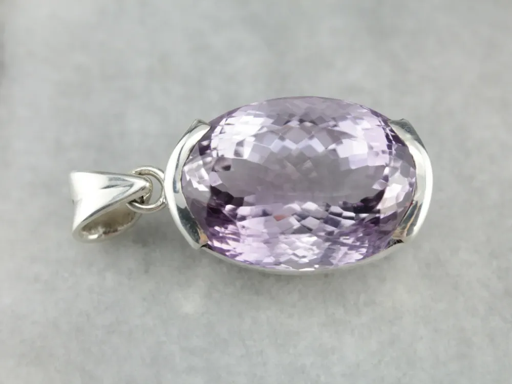 Glamorous Amethyst Pendant Sterling Platinagrijs