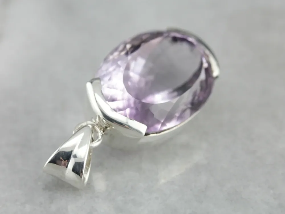 Glamorous Amethyst Pendant Sterling Platinagrijs