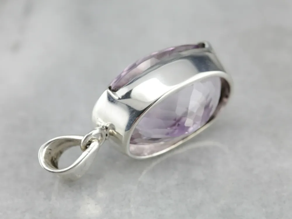 Glamorous Amethyst Pendant Sterling Platinagrijs