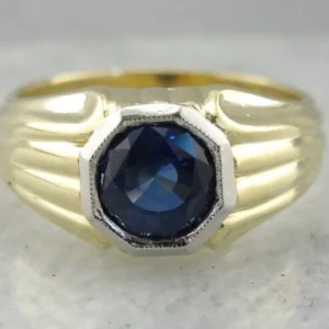 Green Gold and Blue Sapphire High Society Men's Ring