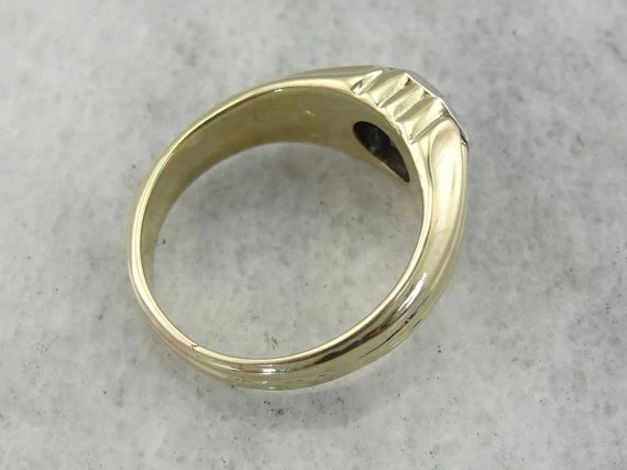 Green Gold and Blue Sapphire High Society Men's Ring