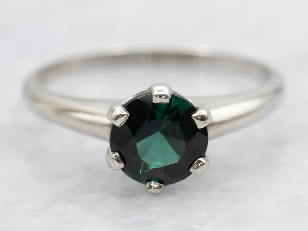Indicolite Tourmaline Solitaire Ring Ivoor Gold
