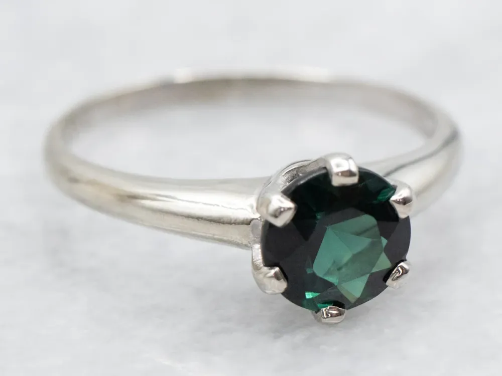 Indicolite Tourmaline Solitaire Ring Ivoor Gold
