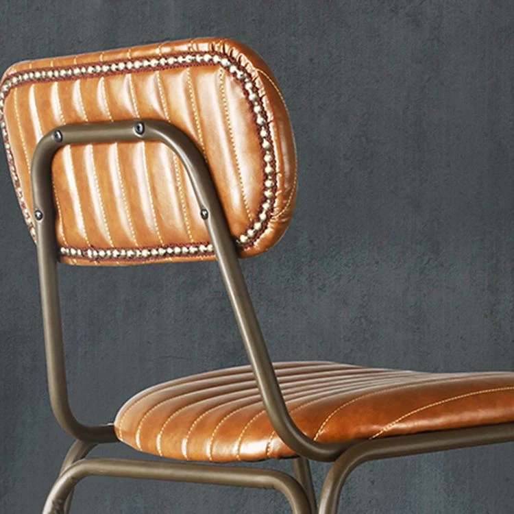 Industrial Leather Distressed Quilted Barstool Indoor Hoog Stool Rectangle Seat Black