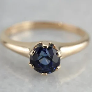 Industrieel Zwaar Belast Benchmark Quality Ceylon Sapphire Versatile Antique Gouden Engagement Solitaire Ring