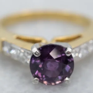 Industrieel Zwaar Belast Purple Sapphire and Diamond Mix Metaal Engagement Ring