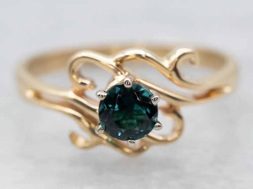 Industrieel Zwaar Belast Stunning Yellow Gouden Indicolite Tourmaline Solitaire Bypass Ring