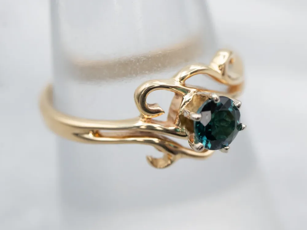 Industrieel Zwaar Belast Stunning Yellow Gouden Indicolite Tourmaline Solitaire Bypass Ring