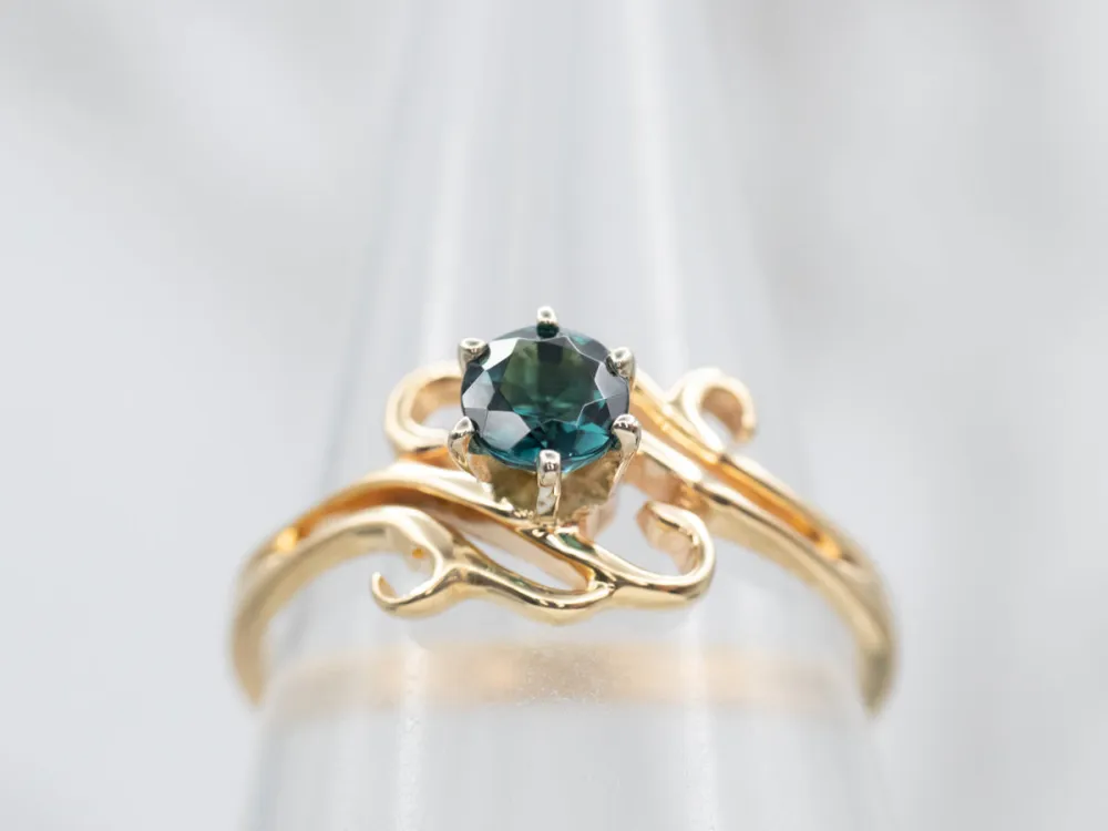Industrieel Zwaar Belast Stunning Yellow Gouden Indicolite Tourmaline Solitaire Bypass Ring