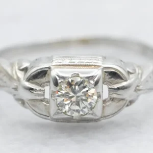 Lovely Diamond Solitaire Engagement Early Ouderwets Era Mounting