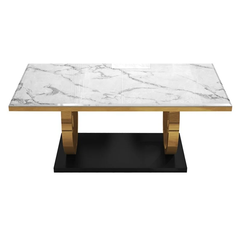 Metal Traditional Verfijnd Rectangle Indoor Table Sintered Stone Table Metal Pedestal Base 51