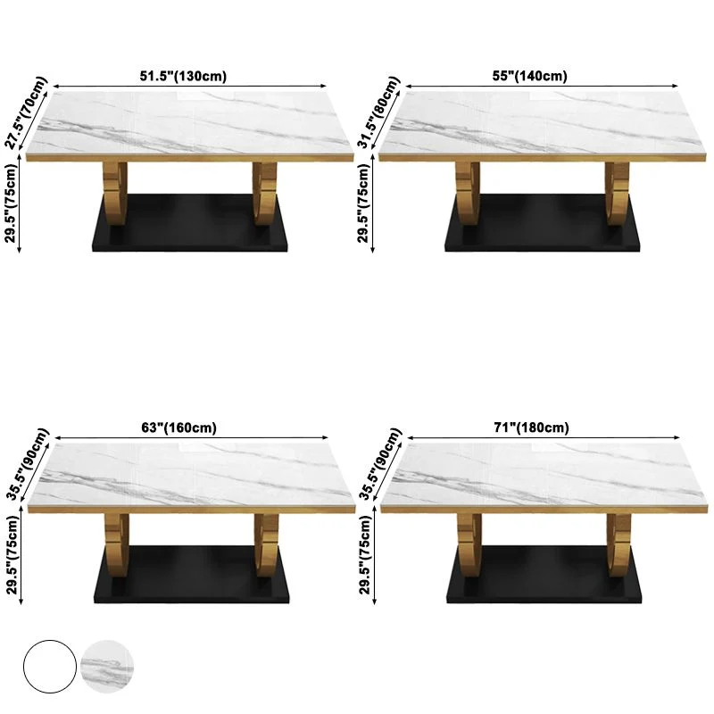 Metal Traditional Verfijnd Rectangle Indoor Table Sintered Stone Table Metal Pedestal Base 51