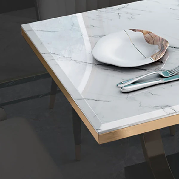 Metal Traditional Verfijnd Rectangle Indoor Table Sintered Stone Table Metal Pedestal Base 51