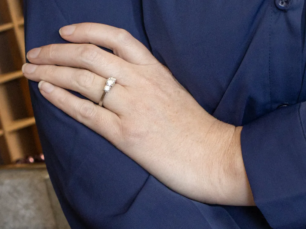 Modern Brilliant Diamond Engagement Ring Engraved Platinum Setting