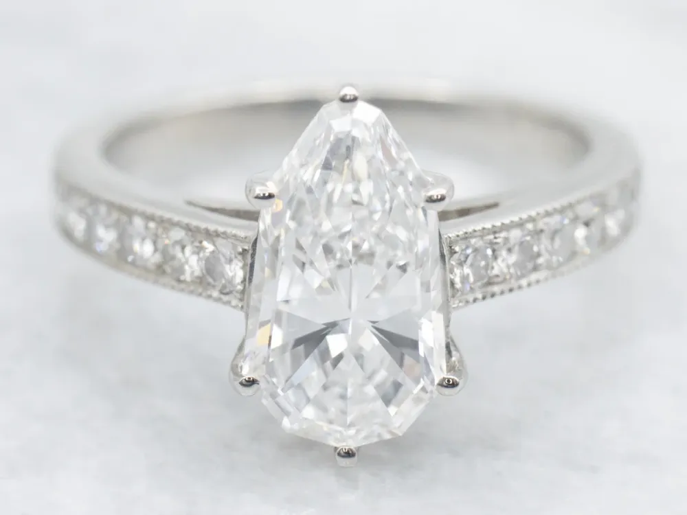 Modern GIA Gecertificeerd Modified Pear-Cut Diamond Engagement Ring Platinum