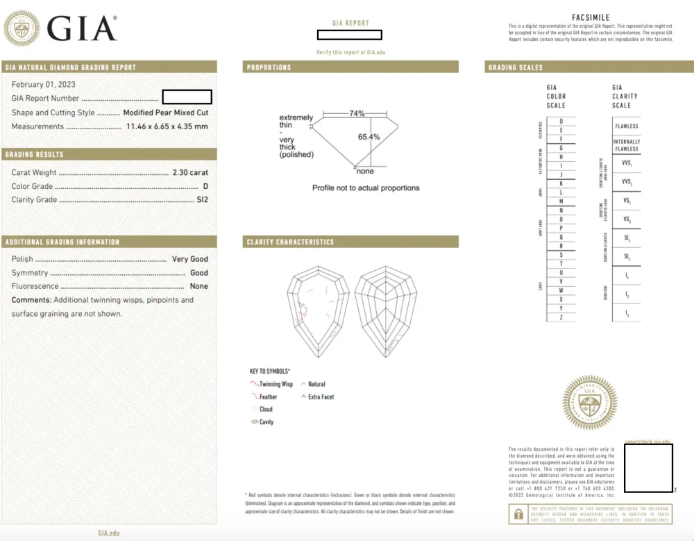 Modern GIA Gecertificeerd Modified Pear-Cut Diamond Engagement Ring Platinum