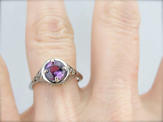 Pink Sapphire Classic Filigree Art Deco Engagement Ring