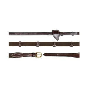 Roestvrij Staal D Collection 5/8 Web Reins 9 Leather Loops Bruin F