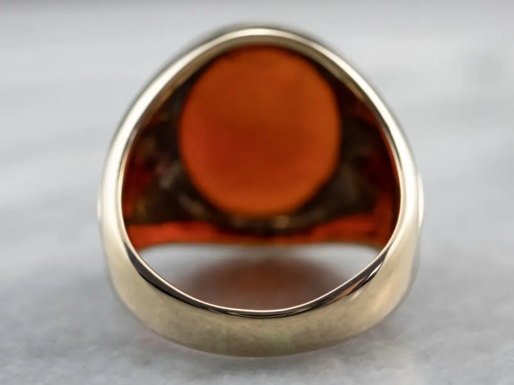 Roestvrij Staal Men's Oud Gold Carnelian Intaglio Ring